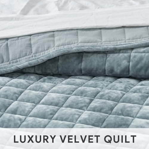 Channel Box Stitch Velvet Quilt Set