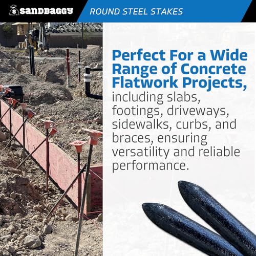 36 Inch Round Steel Concrete Form Stakes with Nail Holes (5 Count)
