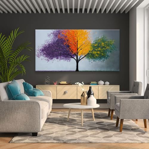 Large Canvas Wall Art Decor Green Nature Botanical Canvas Art Wall Decor For Living Room Wall Art Decor Purple Tree Of Life Modern Wall Art Decor Artwork For Home Bedroom Office Wall Decor 24×48 Inch