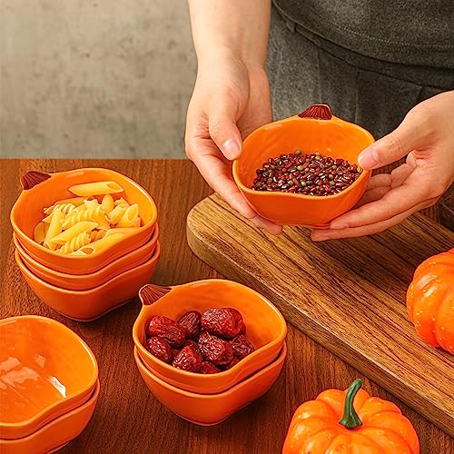 Fall Pumpkin Ramekins 6 oz Oven Safe Ceramic Bowls (8 Count)