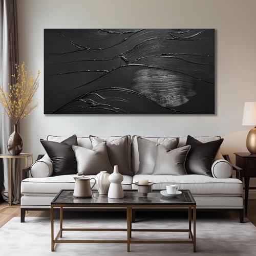 Large Abstract Wall Pictures For Office Minimalist Wall Decorations For Living Room Black Art Work For Bedroom Walls Large Size 29 x 58 Inch