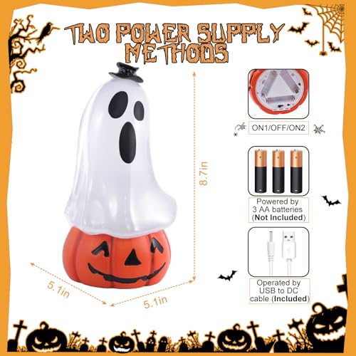 Halloween Snow Globe Lantern with Ghost and Pumpkin