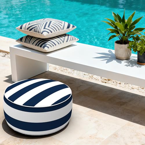 Indoor Outdoor Inflatable Ottoman with Handle D21 x H9 Inch