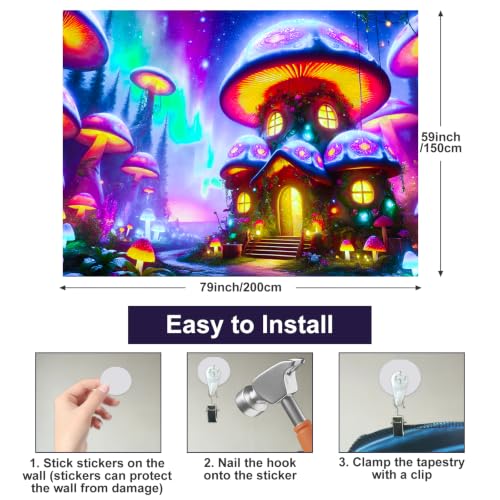 Blacklight Tapestry Enchanted Forest UV Backdrop 78 x 59 Inch