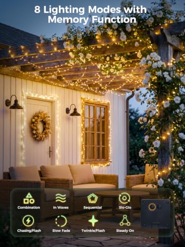 2PACK 66FT 200LEDs Fairy Lights Solar (2 Count)