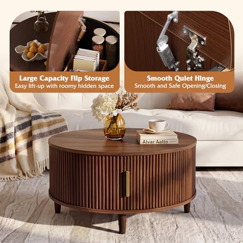 31.5" Round Coffee Table with Storage