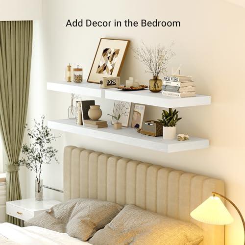 48 x 12 Deep Floating Shelves Wall Mounted Set of 1 White