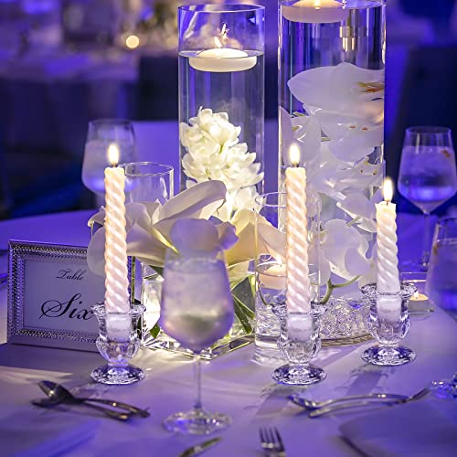 48 Pcs Glass Candlestick Holders Bulk 2.5 Inch Taper Candle Holders Small Ritual Candle Stand Table Centerpieces for Wedding Valentine's Festival Party Dining Decorations