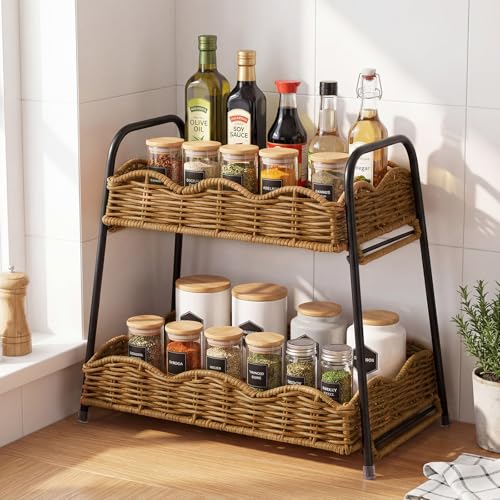 2 Tier Stackable Cabinet Organizer Shelves for Kitchen Counter
