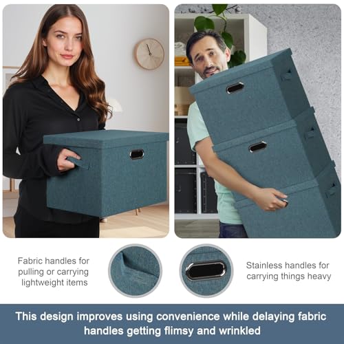 Storage Bins with Lids Fabric Closet Organizers Cubes Office Organization (3 Count)