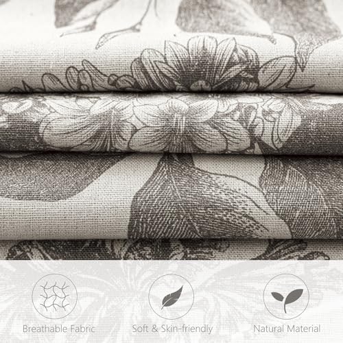 Set of 2 Linen Floral Vintage Throw Pillow Covers Neutral Accent Decorative Cushion Covers Farmhouse Boho Home Decor for Sofa Chair Couch Bedroom Living Room (2 Count)