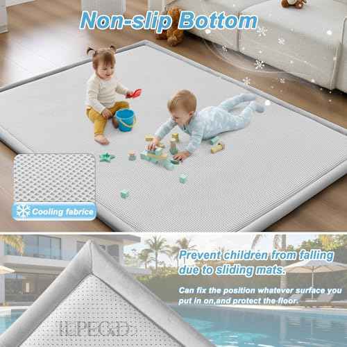 Baby Play Mat for Floor Tummy Time Nursery Rug Muscle Area Rug Playroom Rug 59x79" Elastic Foam 1.3" Thick Crawling Mat for Babies