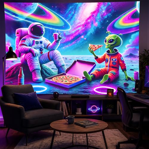 Blacklight Tapestry Space Alien Bedroom Decor 78 x 59 Inch