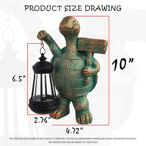 Turtle Garden Statue Outdoor Décor with Solar Lights Lantern