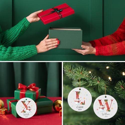 Personalized Christmas Ornaments with Initial Name