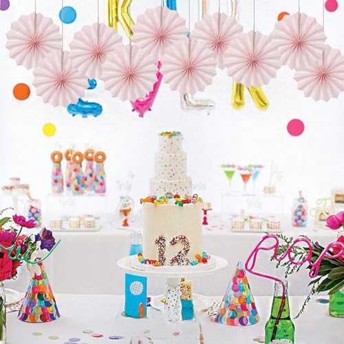 Pink Birthday Decorations DIY Baby Pink Paper Fans Hanging Decoration 8in