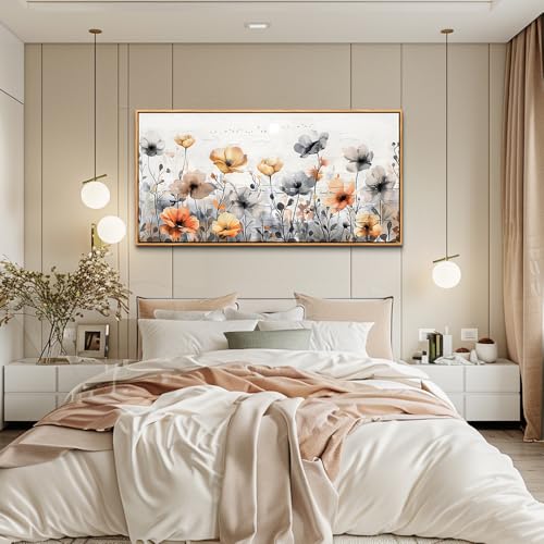 Large Wood Framed Wall Decor For Living Room Canvas Wall Art For Office Modern Wall Decorations For Bedroom Flowers Landscape Paintings Farmhouse Pictures Artwork Home Decor 24x48 In