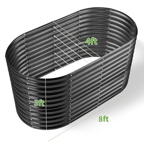 8x4x3ft Oval Galvanized Raised Garden Beds