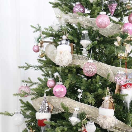 34PCS Pink White Christmas Ball Ornaments Set for Tree Decor (34 Count)