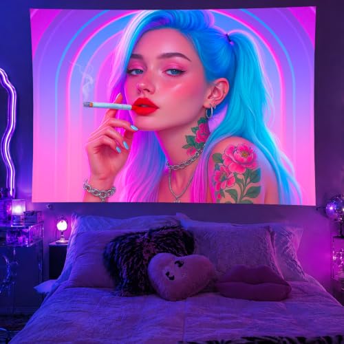 Black Light Tapestry 78x59 Inch Emo Y2K Room Decor