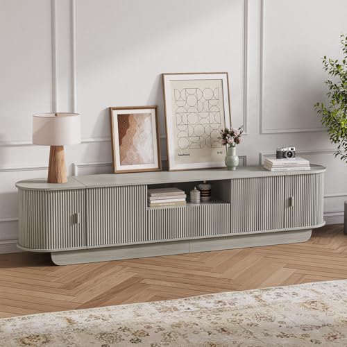 Fluted TV Stand and Coffee Table Set of 2 (2 Count)
