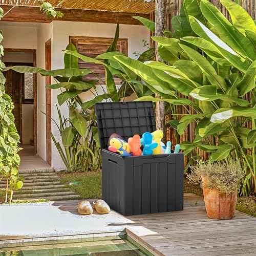 31 Gallon Resin Deck Box All Weather Outdoor Storage Boxes for Patio Furniture Set