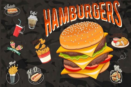 Restaurant or Coffee Shop Fast Food menu King Size Burger Mural