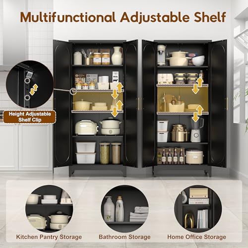 75" Tall Pantry Storage Cabinet with Doors and 4 Adjustable Shelves