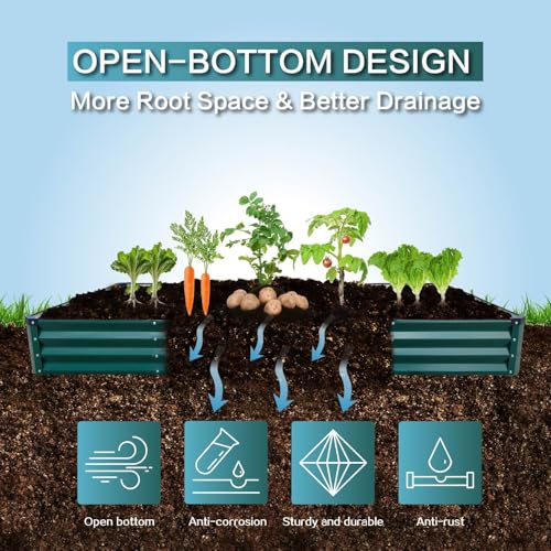 GARDMAX 8x4x1FT Galvanized Raised Garden Bed Kit