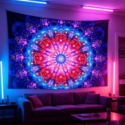 Blacklight Mandala Boho Tapestry