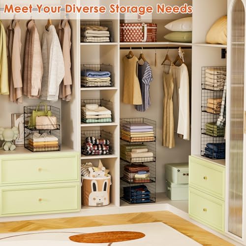 5 Tier Stackable Closet Storage Baskets