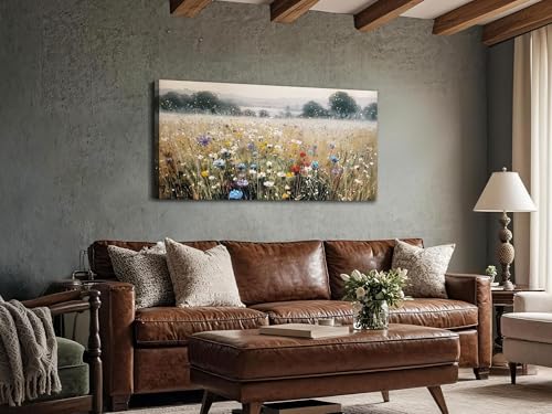 Landscape Wall Art Wildflower Canvas Painting for Living Room
