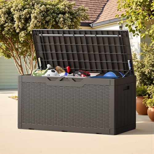 Outdoor Storage Box 100 Gallon Storage Bin with Lid for Patio Furniture
