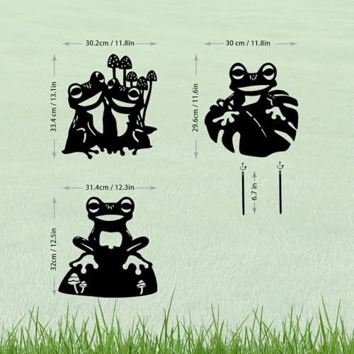 3 Pack Frog Metal Garden Decorative Stakes (3 Count)