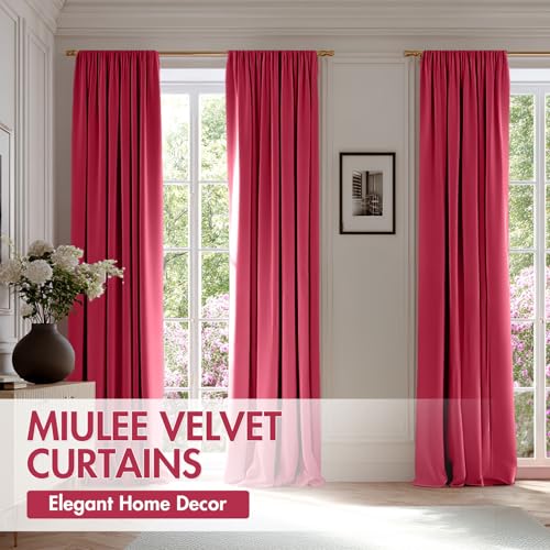 Berry Blackout Velvet Curtains Drapes 96 Inch Long 52"x96" Bedroom (2 Count)