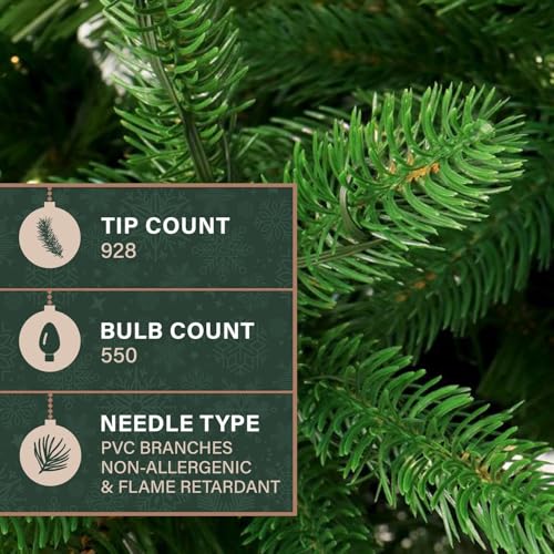 6.5 Ft. Carmel Pine Slim Artificial Christmas Tree with Warm White LED Lights and Stand