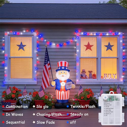 33ft 100 LED Red White and Blue Lights Outdoor (100 Count)
