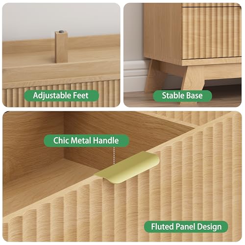 Fluted Dresser for Bedroom with 8 Drawers