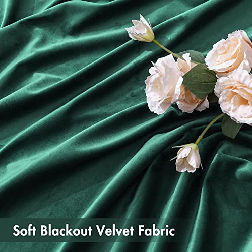 Dark Green Blackout Velvet Curtains Drapes 72 Inch Long 52"x72" (2 Count)