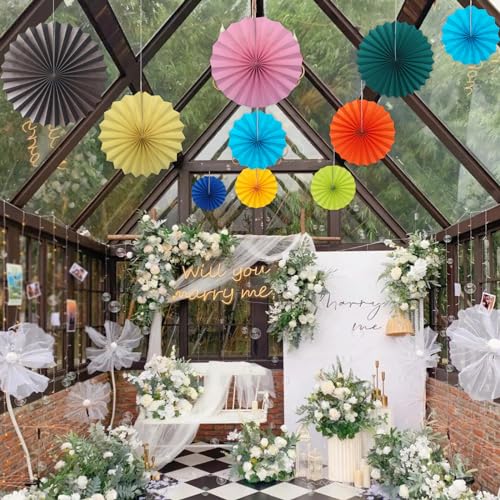 Coffee Party Decorations Hanging Paper Fans Set 16inch DIY