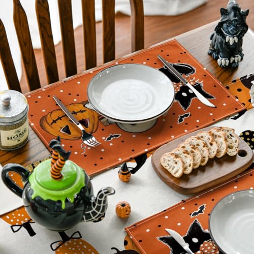 Orange Cat Ghost Boo Halloween Placemat Set of 4 (4 Count)