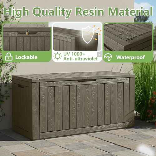 120 Gallon Outdoor Storage Box Waterproof Deck Box for Patio