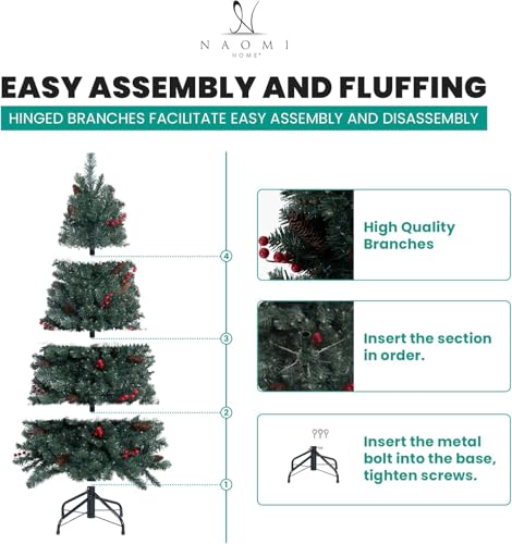 9ft Pencil Christmas Tree with Lights