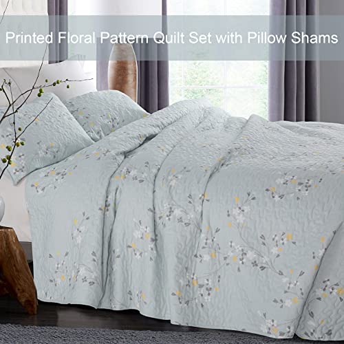 Reversible Boho Quilt King Size Light Blue