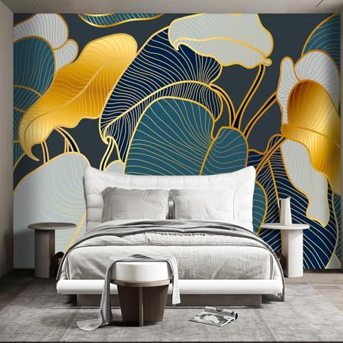 Golden Botanical Leaf wallpeper Living Room Bedroom wall Mural