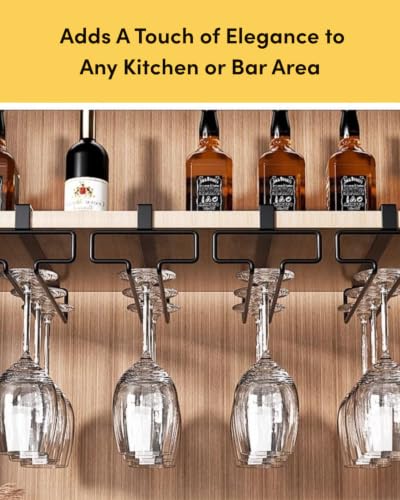 Wine Glass Holder 2PCS Stemware Rack Hanger Under Cabinet Wine Glass Rack Kitchen Hanging Storage Rack Organizer