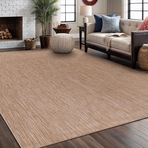 Washable Indoor Outdoor Rug 6x9 Weather Resistant Area Rugs Modern Solid Jute Rug for Porch Deck Balcony Backyard Patio Outside Carpet