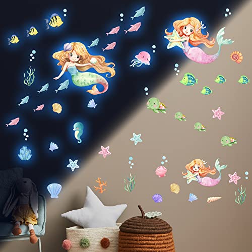 Glow in The Dark Stars Mermaid Wall Decals