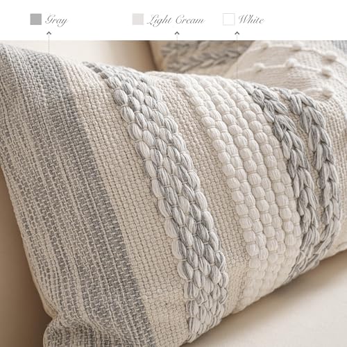 Gray Decorative Lumbar Pillow Cover 12x20