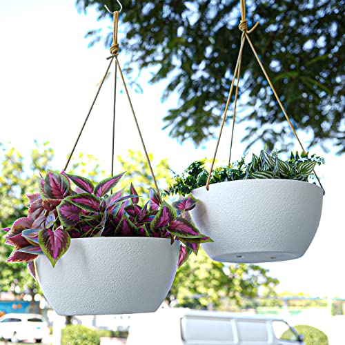 12 Inch 2 Pack Large Hanging Planters for Indoor Outdoor Plants (2 Count)